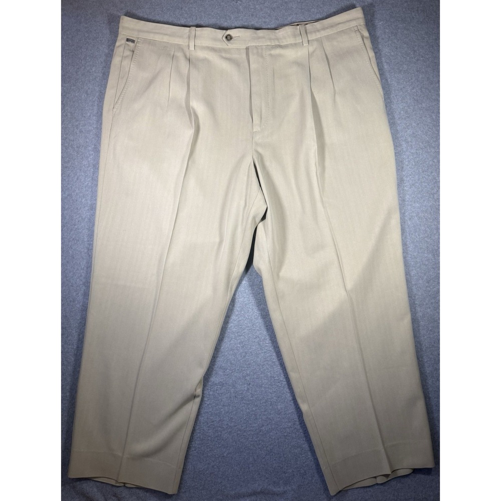 Tommy Bahama Pleated Silk Pants Size 44X30 Tan Beige Dress Trousers
